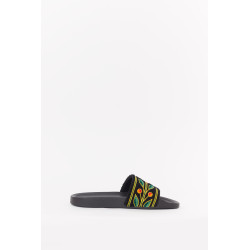 CASABLANCA BLACK EMBROIDERED TERRY SLIDES